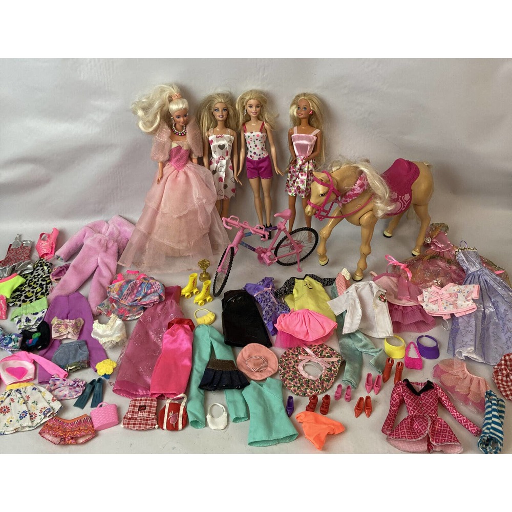 Barbie Dolls Mixed Lot Clothes Accessories Shoes Purses Gowns 90s Contemporary
